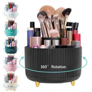 360° Rotating Makeup Brush Holder – 5 Slot Organiser in Multiple Colours